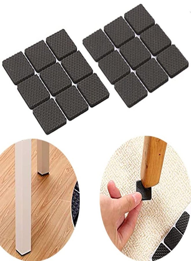 SpiderJuice 18Pc Self Adhesive Black Square Soft EVA Like Rubber Furniture Protection Non Slip Anti Skid Scratch Proof Buffer Bumper Floor Noise Insulation Bush Leg Pads Guards - Image 1